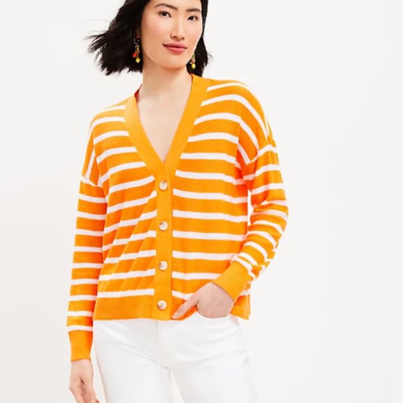 Striped V-Neck Cardigan - Picture 3 of 3